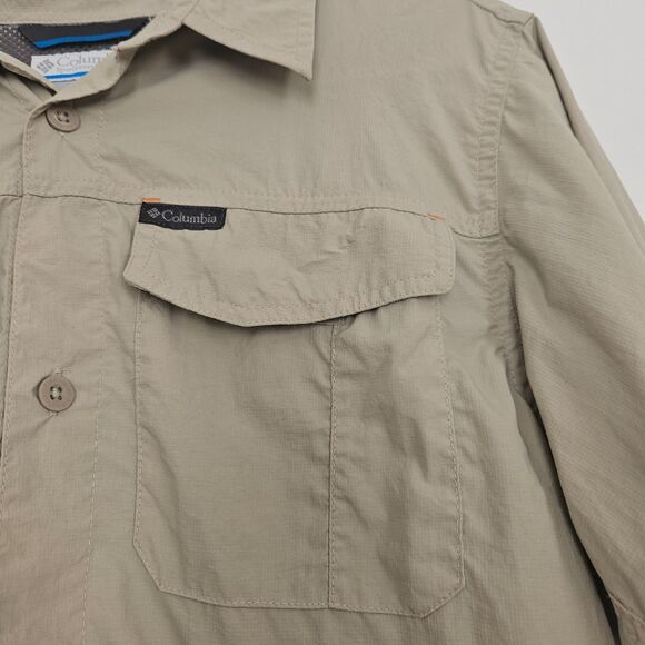 COLUMBIA High Performance Button Shirt Brown Khaki Boys XL (L possibly) - Picture 3 of 11